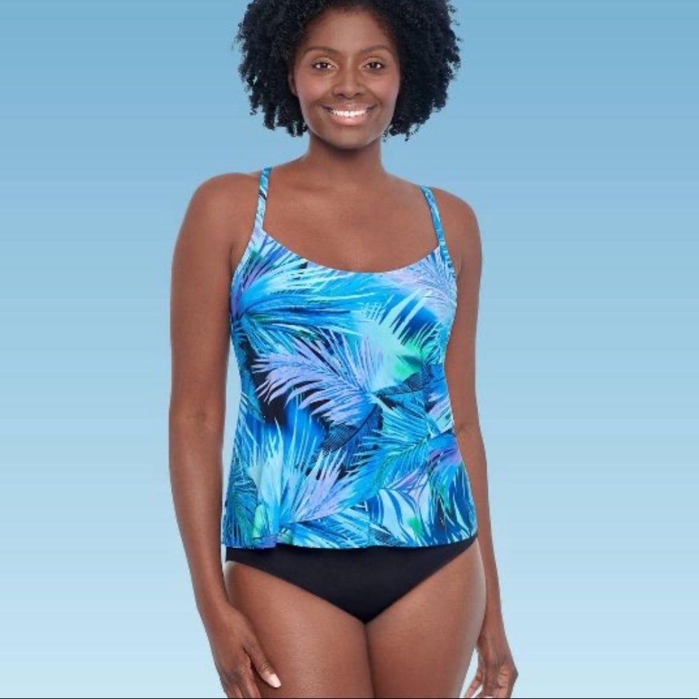 Dreamsuit by Miracle Brands Blue Tankini Top Size 14 NWT
